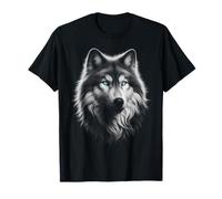 Lupo volto ritratto arte lupo occhi azzurri lupi animale motivo Maglietta