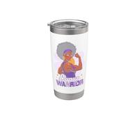 Lupus Warrior Afro Donna di colore indossa la consapevolezza del nastro viola Bicchiere termico in acciaio inox doppia parete
