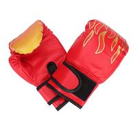 Luqeeg 1 Paio di Bambini PU Boxing Guanti, Attrezzatura da Allenamento con Motivo a Fiamma, Gancio Grosso, Sentirsi a Proprio Agio per i Bambini Carate Thai Karate Thai Guantes (rosso)