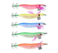 Luqeeg 5 Pz Simulazione Artificiale Maschere di Calamari Luminosi Esche da Pesca, Esche per Gamberetti con Occhi di Pesce Realistici 3D, Ideali per Pesce Persico d'acqua Dolce, Spigola e Gatto