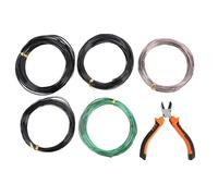 Luqeeg 5 Rotoli Bonone Bonsai Set con Taglierina, 3 Colori 1,0Mm 1,5Mm 2,0Mm, 32,8 Piedi Ciascuno, Fili di Allenamento Bonsai in Alluminio per Tronco Fine e Controllo del Ramo