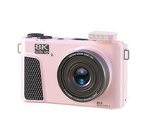 Luqeeg Camera 88 MP 8K, Autofocus Zoom 18X, Schermo Lancio 3 Pollici 180, Telecamera Mirrorless WiFi a Doppia Batteria con Tappo per Lenti, Scheda di Memoria da 32GB per Fotografia (PINK)