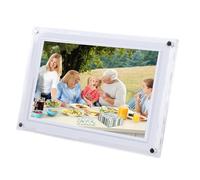 Luqeeg Cornice Digitale Smart WiFi da 10.1 Pollici Touch Screen 1280x800 Rotazione Automatica Verticale e Orizontale Memoria Integrata da 32 GB per l'App VPHOTO Foto in Acrilico (WHITE)