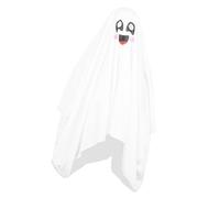 Luqeeg Costume da Fantasma Unisex, Poncho Bianco Carino per Bambini per Halloween Dolcetto o Scherzetto, Cosplay per Spaventare e Divertire Spettacoli Teatrali e Feste in (S)