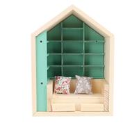 Luqeeg Kit Fai da Te per Casa in Miniatura, Libreria in Legno di Pino con Decorazioni Antistress Libreria per Casa delle Bambole in Miniatura con Cuscini Decorativi per la Stanza