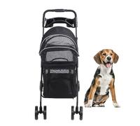 Luqeeg Passeggini per Cani, Carrello da Passeggio per Animali Pieghevole, Parasole a 3 Direzioni, Alimenta Facilmente il Carro per Cani con Portabicchieri per Tutte le Stagioni (BLACK)