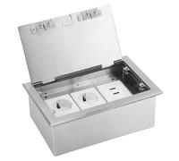 Luqeeg Presa Pavimento Incasso 4KW 16A Acciaio Inossidabile Presa Parete Incasso con 2 Prese a 2Poli e 2 Porte USB Kit Scatola Prese Elettriche Pavimento in Marmo