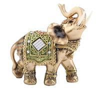 Luqeeg Scultura Statua di Elefante Verde, Statuetta di Ricchezza Decorazione Domestica, Realizzata con Resina di Alta qualità, Bella Scultura di Elefante Fortunato Feng Shui, (Taglia L