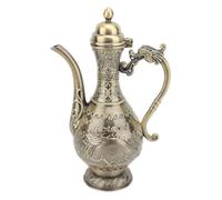 Luqeeg Set da Tè Turco Vintage, Squisita Teiera in Metallo di Lusso Artigianato Artistico per la Casa con 4 Lussuose Tazze da Caffè e Vassoio da Tè Artigianale per Servire ii Vino (Bronzo)