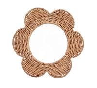 Luqeeg Specchio da Parete Appeso per Bagno E Soggiorno, Cornice in Rattan Naturale, Piccolo Specchio Rotondo con Legno Naturale Rustico E Danneggiato, Complemento D'arredo Antico