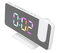 Luqeeg Sveglia Digitale RGB, Orologio da Tavolo Moderno con luminosità Regolabile a Specchio, Orologio Dinamico Che Cambia Colore RGB con Proiettore Girevole per Casa, Ufficio (Bianco)