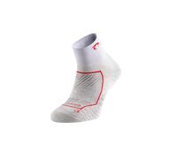 Lurbel Race, Calzini da corsa, leggeri, anti-vesciche, traspiranti, anti-odore, calzino senza cuciture, calzino alla caviglia., grigio cielo/rosso, M