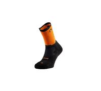 LURBEL Rise Five, calze da trail running, traspiranti, anti-vesciche, calze unisex, calze alte da corsa., nero/arancione, X-Large