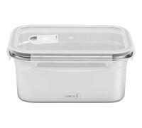 Lurch 240894 - Contenitore portapranzo Safety/in acciaio inox di alta qualità, con coperchio in plastica senza BPA, 1500 ml, trasparente