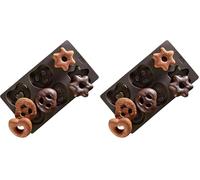 Lurch 65033 Flexi Form Panpepato Form salatini Cuori Stelle in Silicone 17 x 30 cm, Marrone (Confezione da 2)