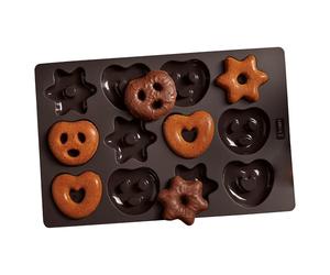 Lurch FlexiForm - Stampo per mini pan di zenzero, cuori e stelle, in silicone di alta qualità, 20 x 30 cm
