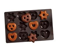 Lurch Mini stampo in silicone per pan di zenzero per pretzel, cuori, stelle, antiaderente, in silicone