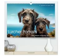 Lurcher Portraits - Zwei Welpen entdecken die Welt (hochwertiger Premium Wandkalender 2026 DIN A2 quer), Kunstdruck in Hochglanz: Eine bezaubernde Reise ins Reich der Fantasie, nicht nur für Kinder
