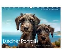 Lurcher Portraits - Zwei Welpen entdecken die Welt (Wandkalender 2026 DIN A3 quer), CALVENDO Monatskalender: Eine bezaubernde Reise ins Reich der Fantasie, nicht nur für Kinder