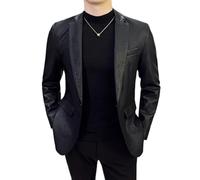Lurebest Abbigliamento Uomo Giacca Pelle Blazer Abbottonato Colletto Dentellato Nero M