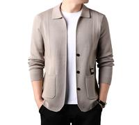 Lurebest Giacca Cardigan Uomo, Maglione Casual A Maniche Lunghe Con Bottoni E Tasche, Cammello, XL