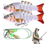 Lures da in acqua salata, esca da al bar, Swimbait multi-articolazione realistica, 2 x Crankbait a flusso lento per acqua e salata, per velocità di