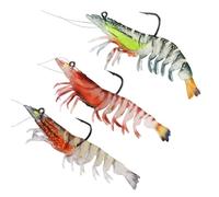 Lures da pesca in acqua salata, Lres da pesca sagome, 3X esca di gamberetti realistici 3D 3X, Jig di pesca, kit di placcatura di Pesce di acqua salata innovativo, esca di Basso TPE per acqua salata e