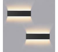 Lureshine 2 lampade da parete per interni su e a partire da 40 cm, 16 W, decorazione moderna da parete per interni in alluminio, bianco caldo, 3000 K, per camere, apprendimento, scale, corridoio (nero