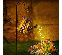 Lureshine Annaffiatoio a energia solare con luci, annaffiatoio con stringa LED, in metallo, impermeabile, con ganci, luci per esterni, decorazione per giardino, patio, cortile, prato, vialetto