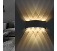 Lureshine Applique da parete, 22 x 8 x 5 cm, Up and Down, esterno nero 8 W, IP 65 Aplica da parete LED bianco caldo 3000 K, lampada da parete per interni soggiorno