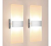 Lureshine Applique da Parete Interno 12W Moderno 29cm Bianco Caldo 3000K Applique LED da Parete Interni, 2 pezzi, per Corridoio Soggiorno Camera da Letto, Acrilico, Illuminazione