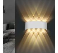Lureshine Appliques da parete LED interno, LED Lampada da Parete interno Moderno Up Down Bianco Caldo 3000K Alluminio pressofuso 8W applique murale per Soggiorno, Camera da Letto, Corridoio(Bianco)