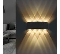 Lureshine Appliques da parete LED interno, LED Lampada da Parete interno Moderno Up Down Bianco Caldo 3000K Alluminio pressofuso 8W applique murale per Soggiorno, Camera da Letto, Corridoio(Nero)