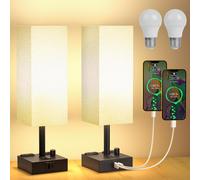 Lureshine Lampada da Comodino LED Regolabile con Caricatore USB, Prese AC Bianco