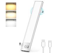 Lureshine Luci notturne LED Sottopensile Cucina, 76 LEDs Luce Armadio LED con Sensore di Movimento, 3 Temperature di Colori Dimmerabile, USB Ricaricabile Lampada Guardaroba per Cucina, Corridoio