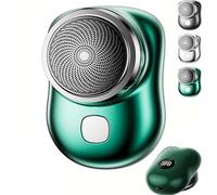Lureza, mini rasoio elettrico portatile Lureza, tascabile, portatile, portatile, da uomo, impermeabile, ricaricabile tramite USB (verde)