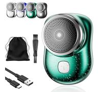 Lureza Shaver, Lureza Mini Shaver, Tlopa Mini-Shave Rasoio elettrico portatile, rasoio potente Wet & Dry per viaggi, ufficio e lavoro con spazzola per la pulizia (Green)