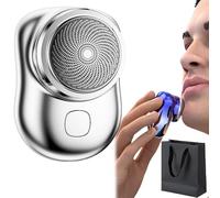 Lureza Shaver, TLOPA Mini-Shave Portable Electric Shaver, Pocket Size Portable Electric Razor for Men, Waterproof, Dry & Wet Shaving, for Travel Office Business Trip (Silver)