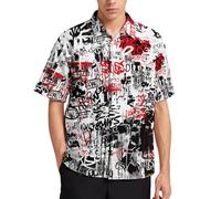 Lurhonp - Camicia hawaiana da uomo, stile casual, a maniche corte, con bottoni, tropicale, per la spiaggia, 4XL