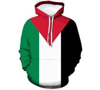Lurhonp Felpa con cappuccio a maniche lunghe con bandiera palestinese, Multicolore, Small