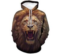 Lurhonp Felpa con cappuccio a maniche lunghe con stampa divertente leone per uomo, Multi2., X-Large