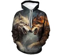 Lurhonp Felpa da uomo a maniche lunghe con lupo con grafica divertente, Multi2., 4X-Large