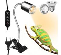 LURICO Lampada uvb Tartarughe, Lampada Rettile e Anfibio con 2 Lampadine UVA UVB, Interruttore Timer Regolabile, Lampadina Riscaldante con Morsetto Rotante a 360 ° per Tartarughe Rettili Lucertole