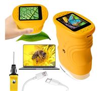 LURICO Microscopio Digitale Bambini Portatile con Schermo HD 1080P, 200-1000x Ingrandimento, Batteria Ricaricabile - Regalo STEM per Esplorazione all’Aperto e Aula, Bambini 4-12 (giallo)