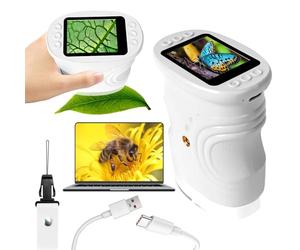 LURICO Microscopio Digitale Bambini Portatile con Schermo HD 1080P, 200-1000x Ingrandimento, Batteria Ricaricabile - Regalo STEM per Esplorazione all’Aperto e Aula, Bambini 4-12 (bianco)