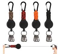 LURICO Portachiavi Allungabile, 4 Pezzi Portachiavi Retrattile, Porta Badge Retrattile, Catena Retrattile Chiave Resistente, con Moschettone et Cavo Acciaio Retractable da 60cm