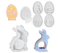 LURICO Stampo Uovo di Pasqua 7 pezzi - Stampo per Candele in Silicone con Forme 3D Coniglietto Pasquale e Uova | Kit Multiuso per Pasqua