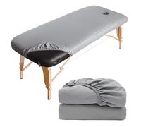 Luriseminger 2pcs Copertura Protettiva con Foro per Il Viso per Lettino da Massaggio, 70 x 190cm Lavabile Coprilettino Estetica con Elastici, Coprisedia per Lettino da Massaggio (Grigio)