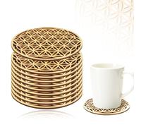 LURNODY 10 Pezzi Sottobicchieri per il Fiore Della Vita 10x10CM, Sottobicchieri Legno, Riutilizzabile, Adatto per Tavolino, Bar, Ufficio, Cucina, Decorazione Della Scrivania di Casa