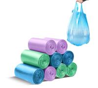 LURNODY 9 Rotoli di Sacchetti Spazzatura Piccoli (2 Litri/0.5 Gal) Inodore, Sacchetti Spazzatura Adatti per Cestino Auto, Pattumiere Bagno, Pattumiera da Tavolo (Viola, Verde, Blu 180 Pezzi)
